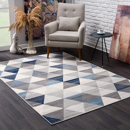 Palacedesigns 2 x 5 ft. Geometric Diamond Rectangle Rug Navy Blue PA3087203
